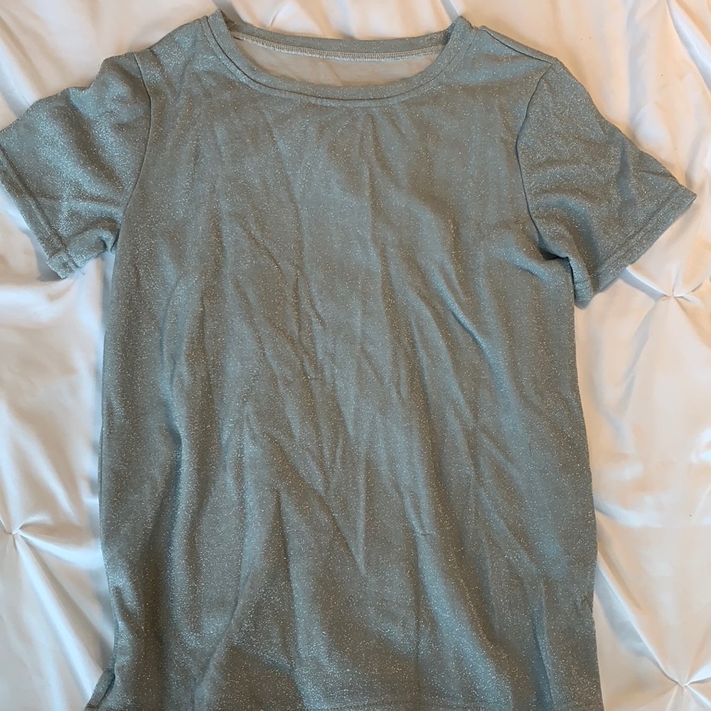 Silver glittery short sleeved shirt
